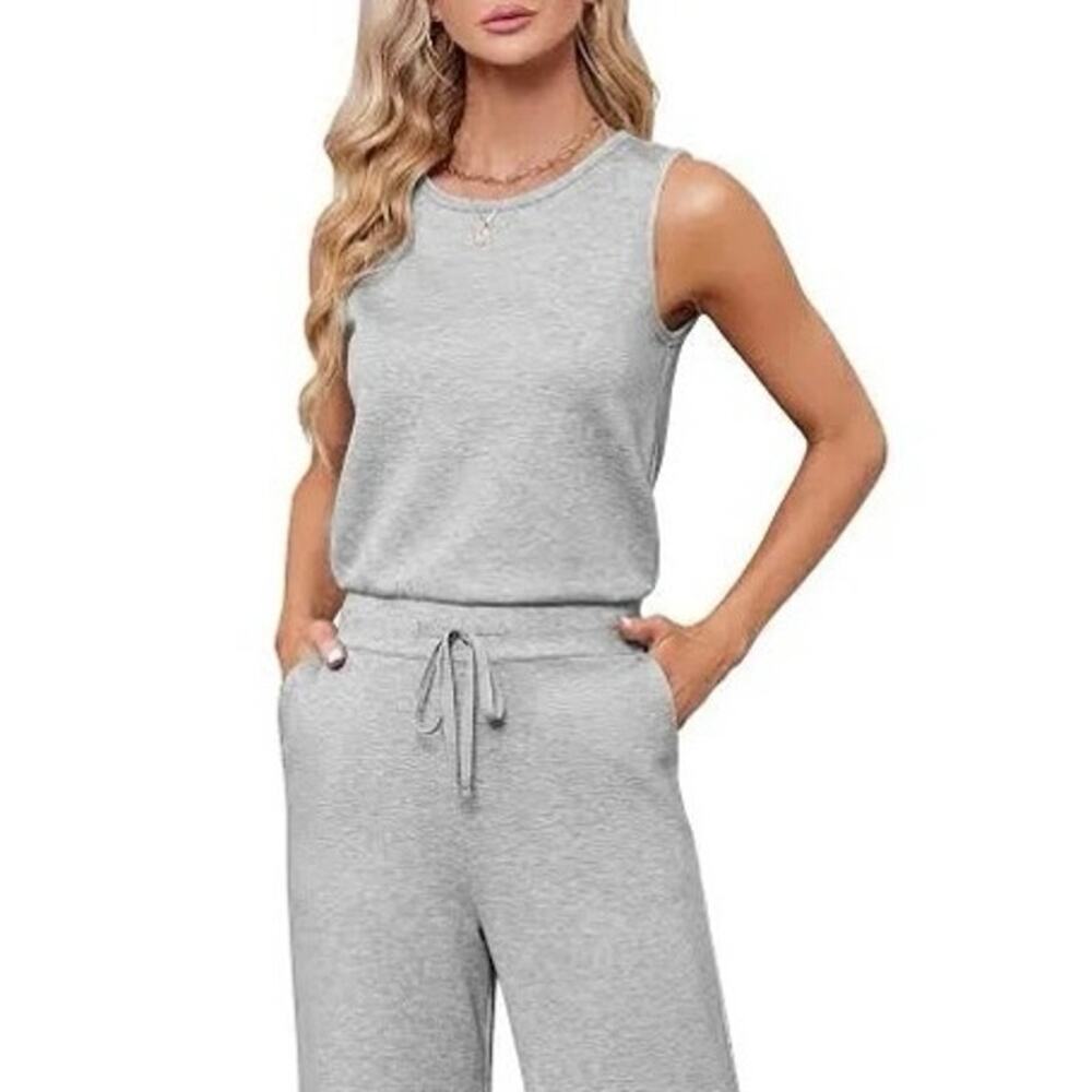 Danskin Gray Sleeveless Jumpsuit